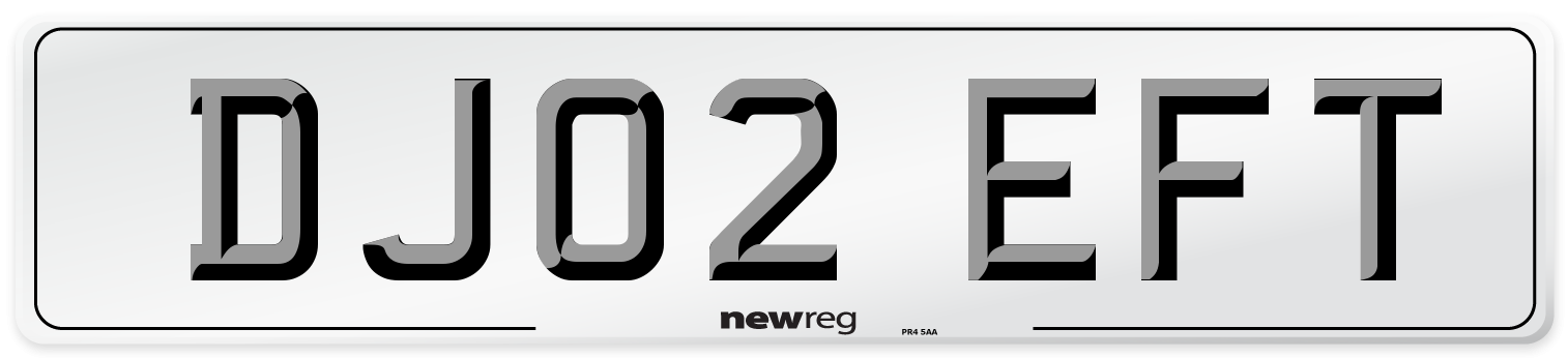 DJ02 EFT Number Plate from New Reg